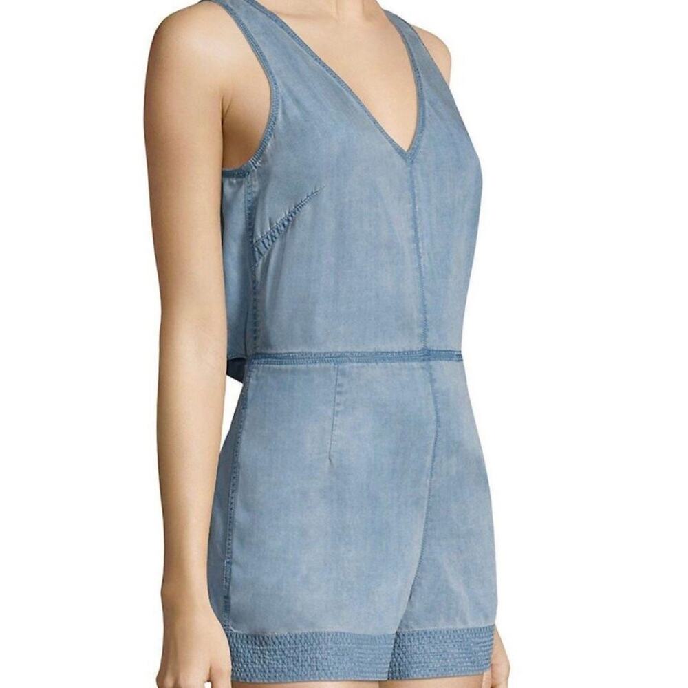 rag & bone SZ L Mojave Chambray Romper Indigo Blue